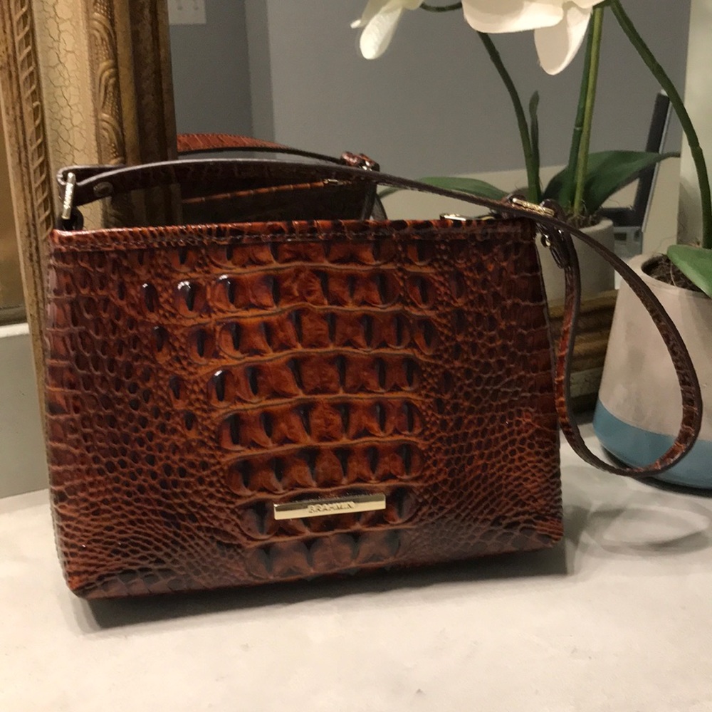 Brahmin Crocodile Handbag Brown